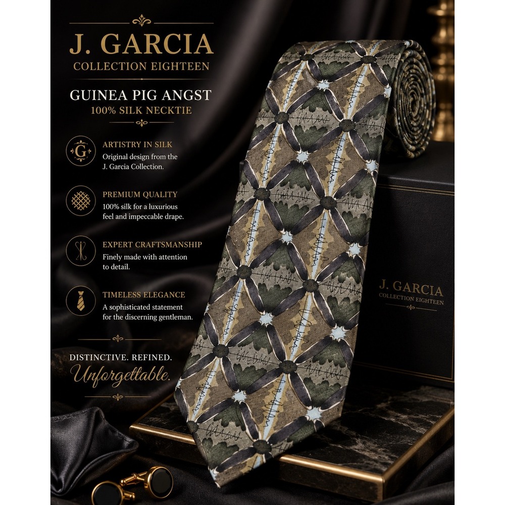 J. Garcia Collection Eighteen "Guinea Pig Angst" 100% Silk Necktie Abstract